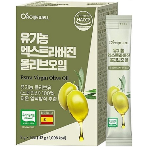 로니웰 유기농 엑스트라버진 올리브오일 112g (8g x 14포) (4개)_이미지