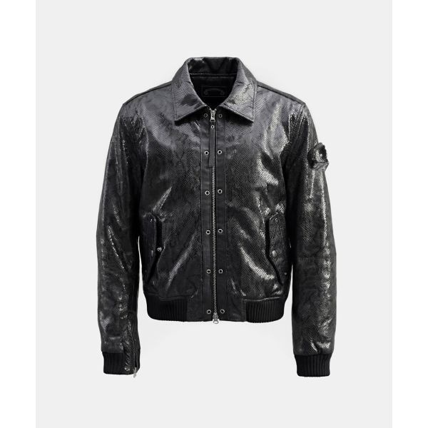 배드블러드 BADBLOOD Monza Eyelet Bomber Jacket Python 레더 440527_이미지