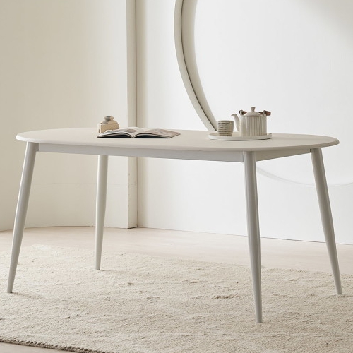 파로마 피츠 로즈 화이트 타원 철제 식탁 1600 (의자별도)