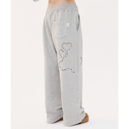 엠블러 Emoji 자수 원턱 스트링 와이드 스웨트 팬츠 AP904 멜란지 288983