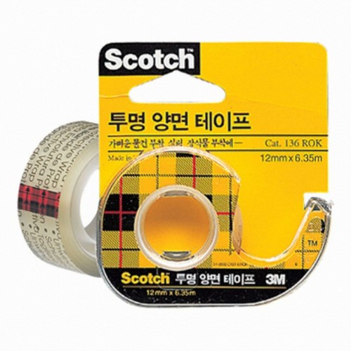 3M 스카치 투명 양면테이프 136 12mm x 6.35m (1개)