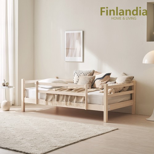 핀란디아 뉴캠프 데이베드 가드형 원목 침대 SS (매트별도)