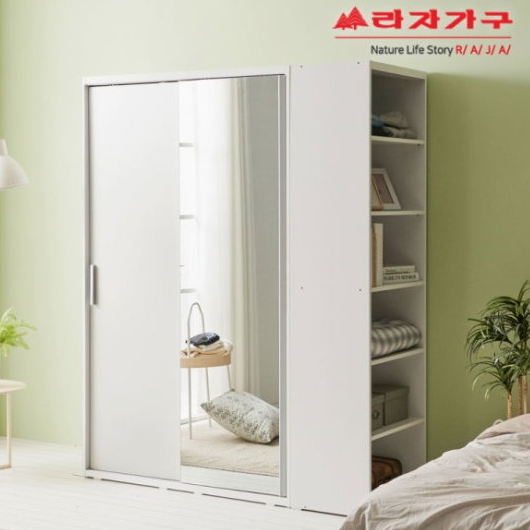 라자가구 비바 빅 거울 슬라이딩 옷장+측면장 1600