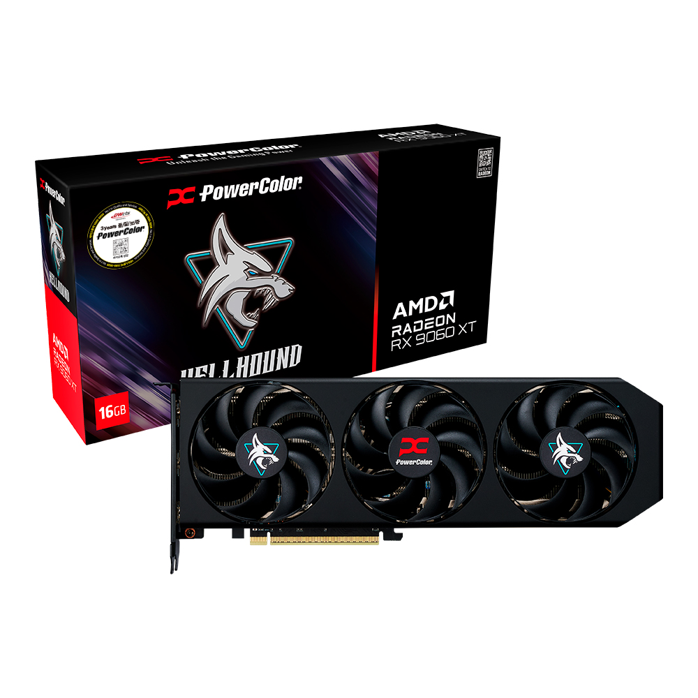 PowerColor 라데온 RX 9060 XT Hellhound OC D6 16GB 대원씨티에스_이미지