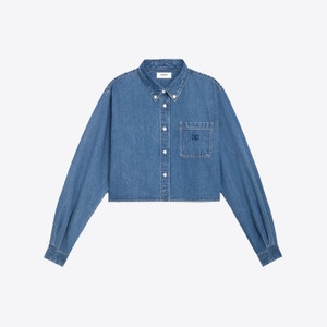  셀린느 여성 크롭 데님 셔츠 유니언오션워시 2T187459N 07UO