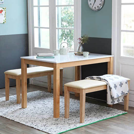 베스트리빙 캘빈내츄럴 하이그로시 식탁 (벤치2개)_이미지