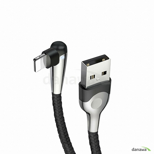 베이스어스 L타입 엘보 LED 라이트닝 8핀 충전 케이블 (1m)_이미지