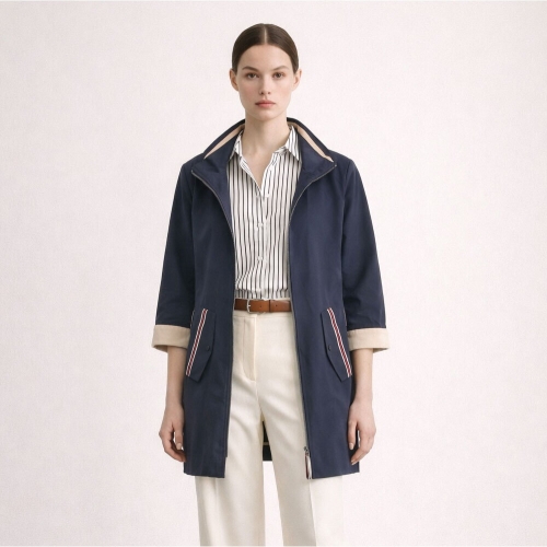 막스카라 하프슬리브 이중 밴드넥 바바리 M61PWU711ME_이미지