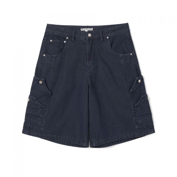 ARCHIVE 더블 페이드 하프 데님 팬츠 인디고 블루 416118