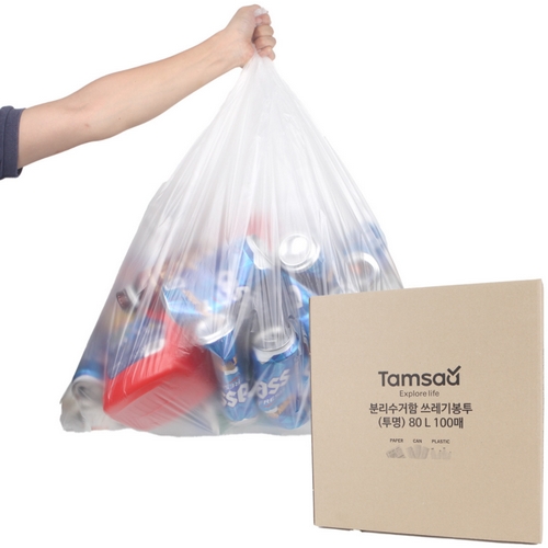 스미트인더스트리 탐사 분리수거함 쓰레기용 투명 비닐 봉투 80L 100매