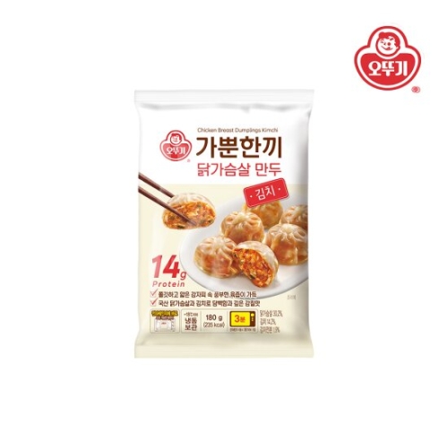 오뚜기 가뿐한끼 닭가슴살 만두 김치 180g (1개)_이미지