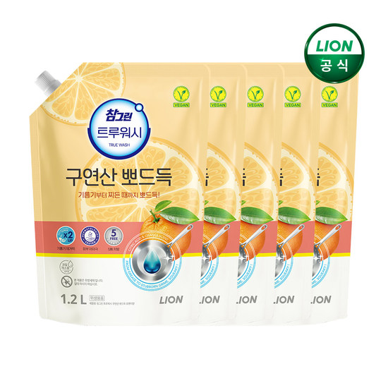 참그린 트루워시 구연산 뽀드득 오렌지향 리필 1.2L (5개)_이미지