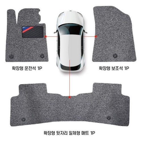 비비키 프리미엄 확장형 자동차 코일매트 풀세트 현대 싼타페 MX5 전용 (1열+2열)_이미지