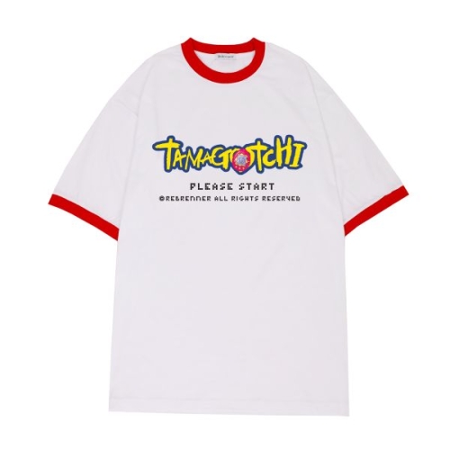 다마고찌 오버사이즈 링거 티셔츠 레드 1914047