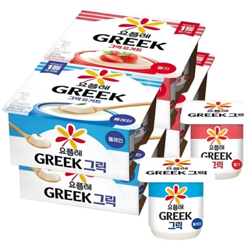 빙그레 요플레 그릭 딸기 + 플레인 80g (16개)_이미지