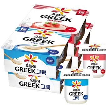 빙그레 <b>요플레</b> 그릭 딸기 + 플레인 80g