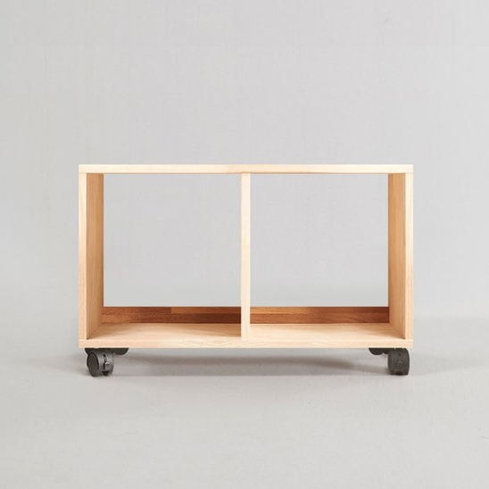 플레인홈 마셀 1단 2칸 고무나무 이동식 오픈 책장 770_이미지