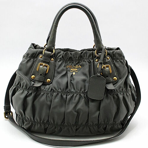 프라다 빈티지 명품 BN1792 그레이 포코노 테수토 고프레 금장 숄더백