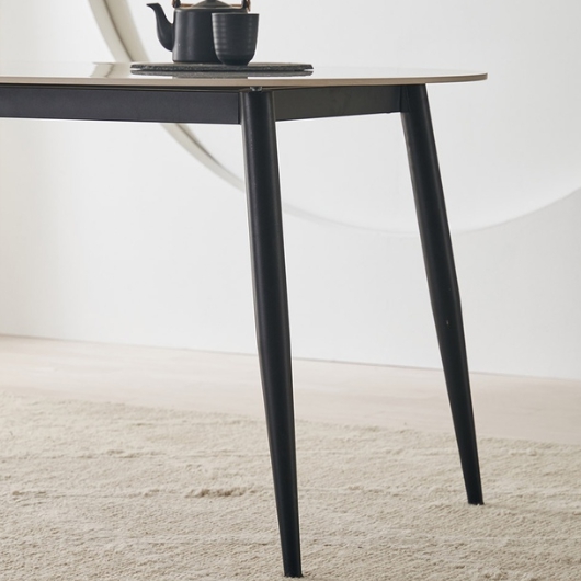 공간사이 프레드 세라믹 타원 철제 식탁 1600 (의자4개)_이미지