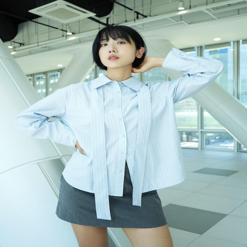 씨씨콜렉트 C253MSC003_타이 스트랩 스트라이프 셔츠_이미지