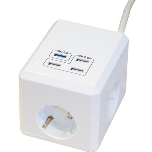 큐브 3구 USB 4포트 고속충전 멀티탭