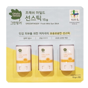 그린핑거 프레쉬 마일드 선스틱 (SPF50+) 15g (3개)_이미지