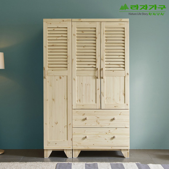 라자가구 오브 수 원목 옷장세트 2단서랍형 (120cm)