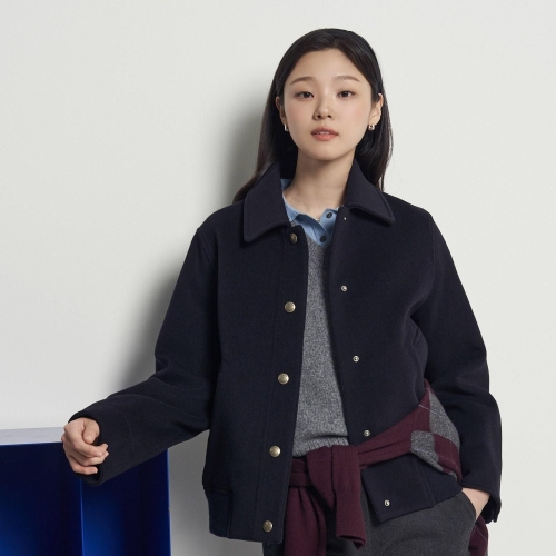 삼성물산 빈폴 여성 울 헤링턴 숏 코트 네이비 BF5X30C02R