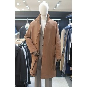 신원 지이크 FW 베이지 캐시미어 혼용 세미오버핏 하이넥 코트 PFH7066