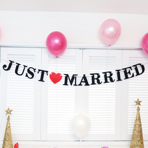 [불명] 펠트레터배너 JUST MARRIED 블랙