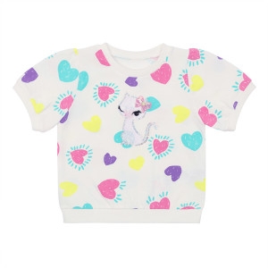 프랜치켓 여아 여름 화이트 나염 셋업 반팔 티셔츠 Q52DKT311W1