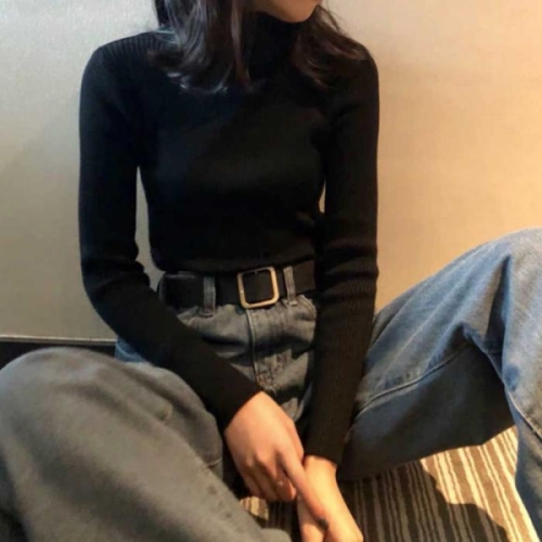 오노마 ONM 여자 청바지 데일리 룩 검정 목 폴라 20259091