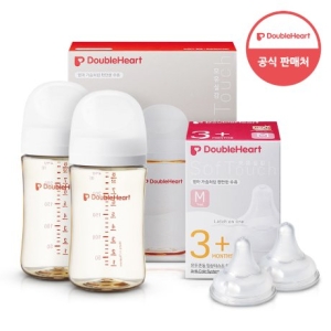 더블하트 모유실감 3세대 PPSU 베이직 240ml (젖병 2개 + 젖꼭지 2개)