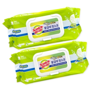 3M 스카치브라이트 물걸레 청소포 20매 2개 대형 청소용 물티슈 더블액션 플러스_이미지