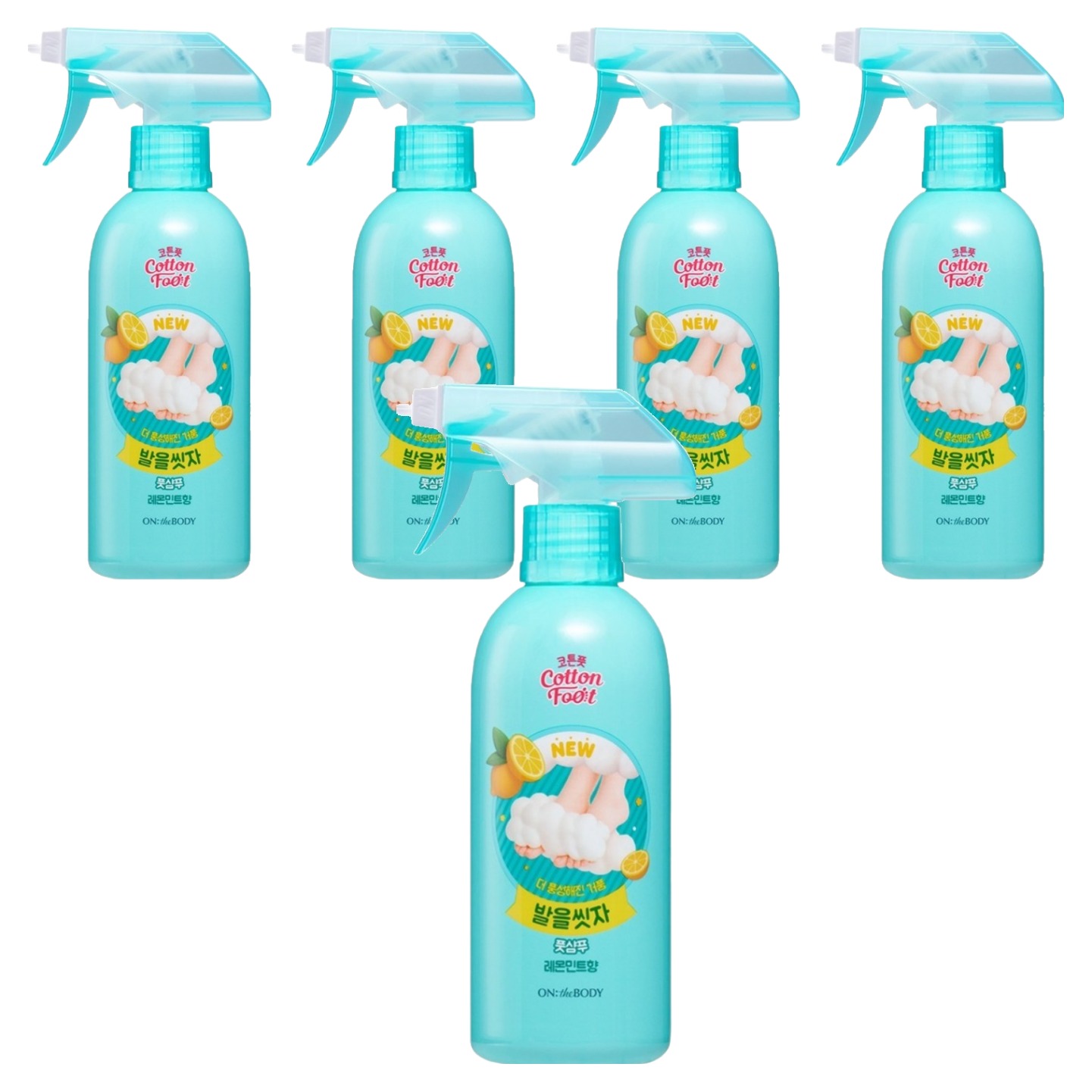 온더바디 발을씻자 코튼 풋샴푸 프레쉬 레몬민트 385ml (5개)_이미지