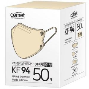 코멧 KF94 새부리형 2단접이 중형 베이지 (50매)