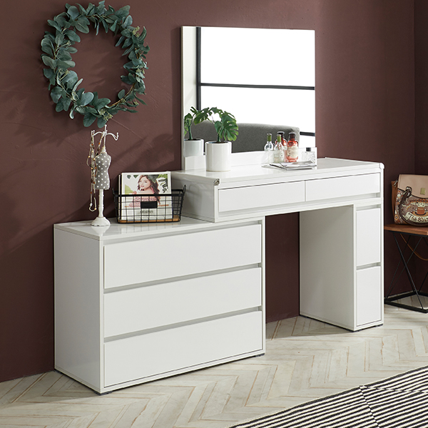 엣지퍼니처 클레어 하이그로시 일반거울 확장형 화장대 800