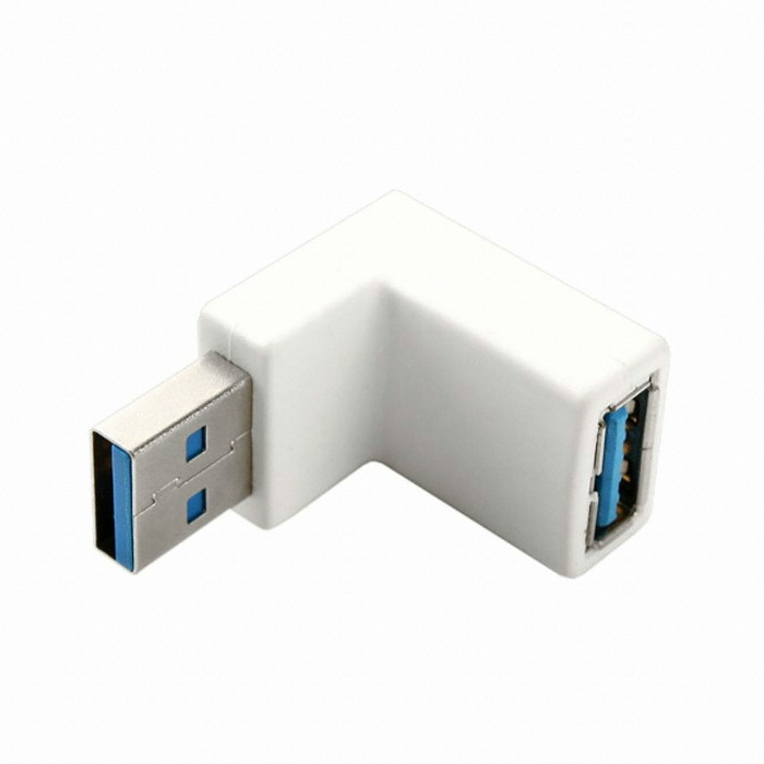 라이트컴 Coms USB 3.0 (M/F) 연장 젠더 하향 꺾임형 [SP944, 화이트]