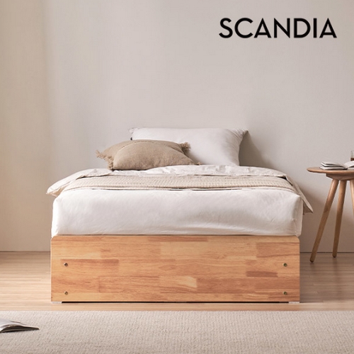스칸디아 레임 3단 빅서랍 무헤드 수납 원목 침대 SS (7존독립스프링)_이미지