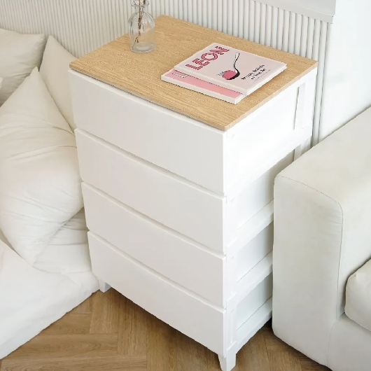 보노하우스 세라비 우드상판 와이드형 4단 서랍장_이미지