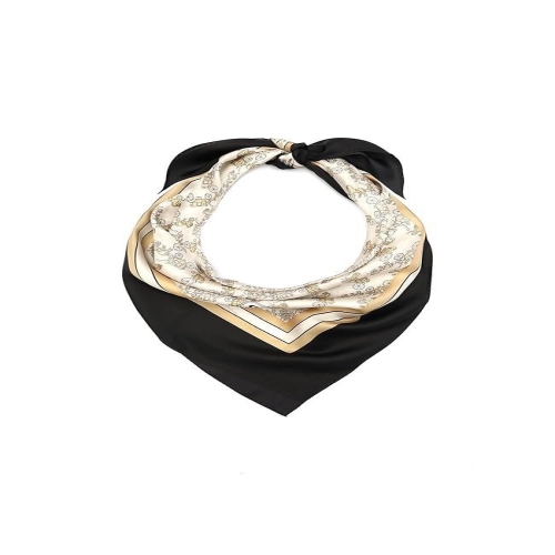 호스 앤 캐리지 프린트 실크 스퀘어 스카프 블랙 126792