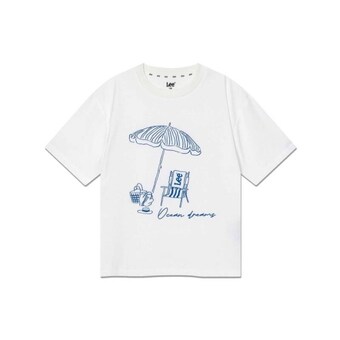 LEE 키즈 루즈핏 오션 그래픽 반팔티 화이트 LK2502ST15WH