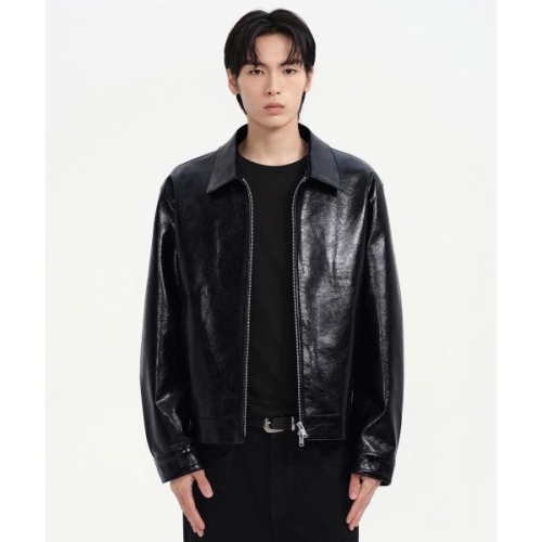 무신사 무신사 스탠다드 페이턴트 신세틱 레더 싱글 재킷 블랙 498870