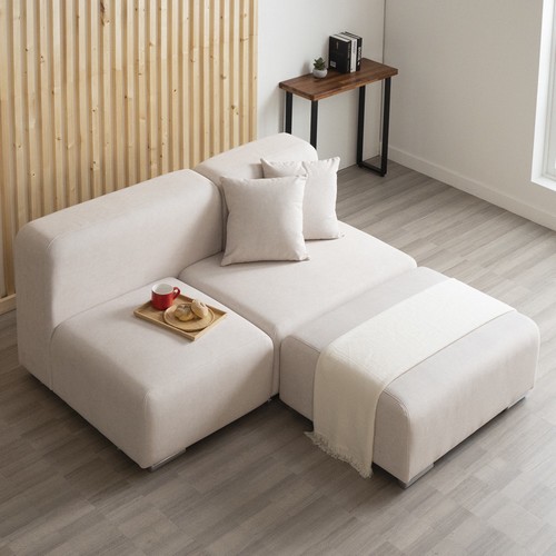 에보니아 텐더 모듈 기본형 아쿠아스웨이드텍스 패브릭 소파 3인용 (스툴포함)_이미지