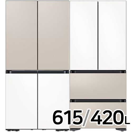 삼성전자 비스포크 키친핏 새틴 RQ42DB94R2AP (베이지+화이트) + RQ42DB94R2AP (화이트+베이지)_이미지