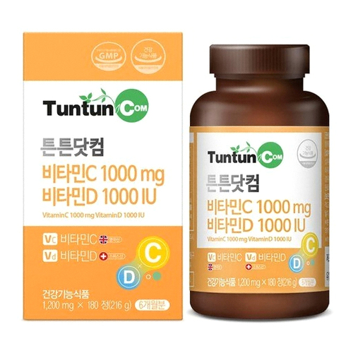 튼튼닷컴  비타민C 1000mg 비타민D 1000IU 180정 (1개)