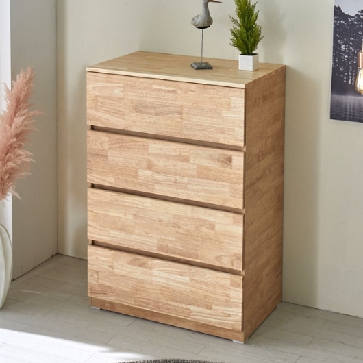 미르 고무나무원목 4단 서랍장 800