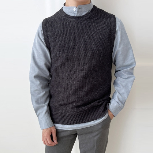 리빌모아 남자 와플니트조끼 가디건 남자조끼 조끼DJ-VEA-SYAN1050-차콜