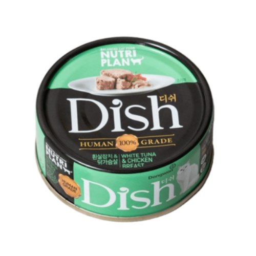 뉴트리플랜 캣 디쉬 흰살참치&닭가슴살 캔 85g