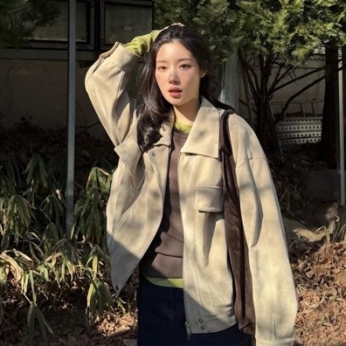 온앤온 여성 스웨이드 봄버 점퍼 NEL6XM801
